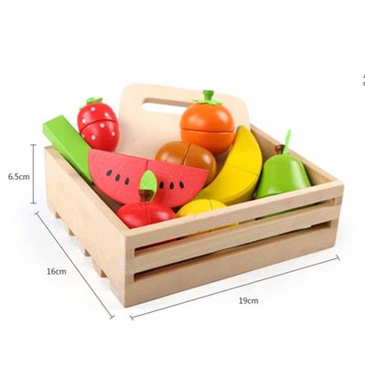 Kolorowy drewniany zestaw do krojenia owoców 19 cm Toy Kid Education