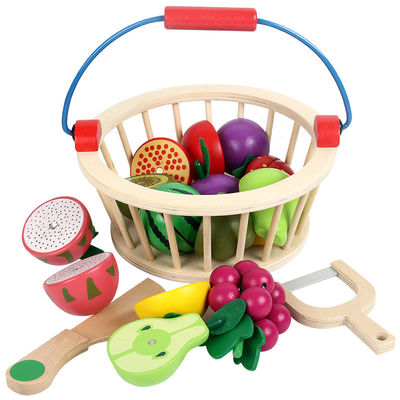 Kolorowy drewniany zestaw do krojenia owoców 19 cm Toy Kid Education