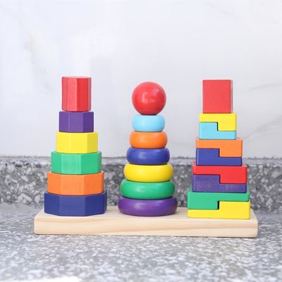 Stacker 21cm Geometryczne drewniane klocki do sortowania zabawek
