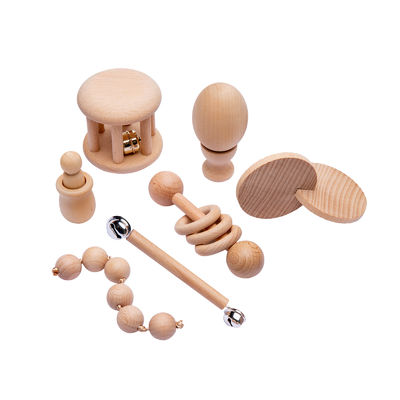 Graphic Rattles 7Pc Drewniany gryzak na drewniany gryzak dla dziecka