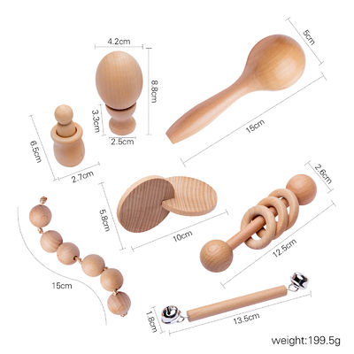 Graphic Rattles 7Pc Drewniany gryzak na drewniany gryzak dla dziecka