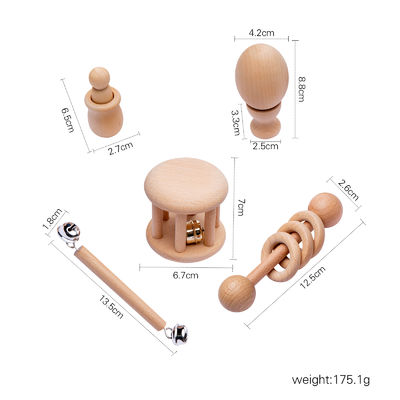 Graphic Rattles 7Pc Drewniany gryzak na drewniany gryzak dla dziecka