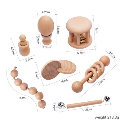 Graphic Rattles 7Pc Drewniany gryzak na drewniany gryzak dla dziecka