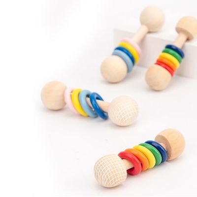 Gym Gryzoń 10,7cm Drewniana grzechotka Drewniane gryzaki Montessori Bezpieczne