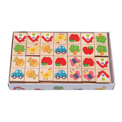 Cartoon Animal 4cm drewniane klocki domino zabawka budowlana