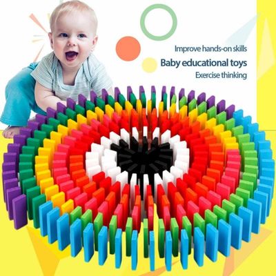 2cm Automatyczne układanie cegieł Domino Puzzle Pociąg w kolorze naturalnym