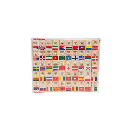 ISO9001 100 Flag Drewniane klocki Domino Zestaw klocków domino