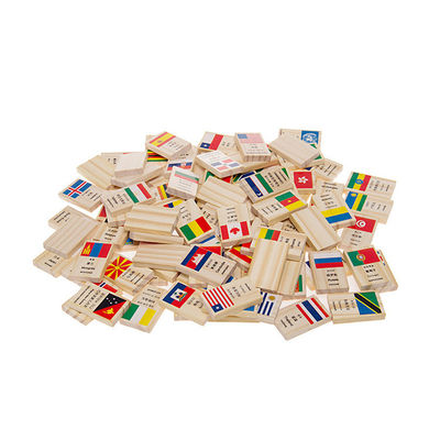 ISO9001 100 Flag Drewniane klocki Domino Zestaw klocków domino