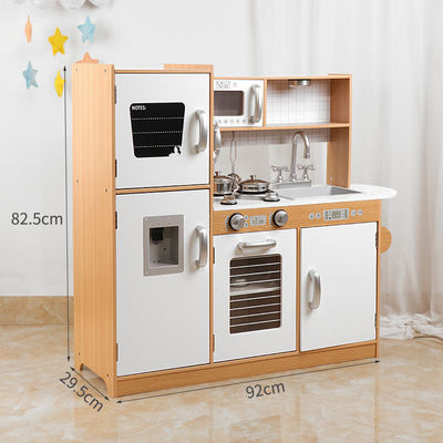 Duży 82,5cm Lodówka Drewniany Miniaturowy Zestaw Kuchenny Kuchenka Biały Czarny