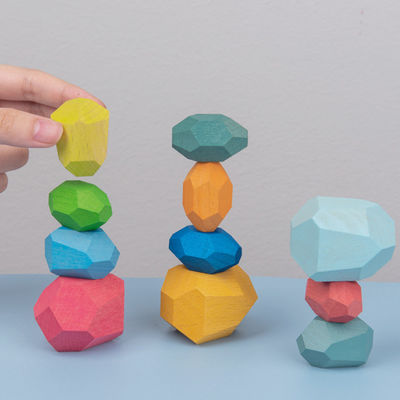 Rocks 190g Baby Building Blocks Zestawy Drewniane Kamienie Montessori