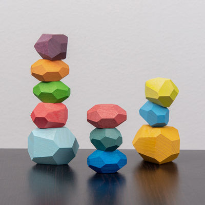 Rocks 190g Baby Building Blocks Zestawy Drewniane Kamienie Montessori