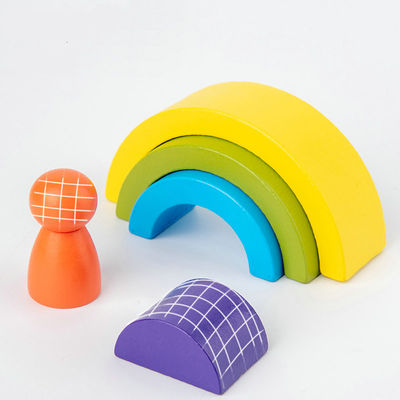 1,2-calowy drewniany Rainbow Stacker Duży zestaw bloków z naturalnego drewna