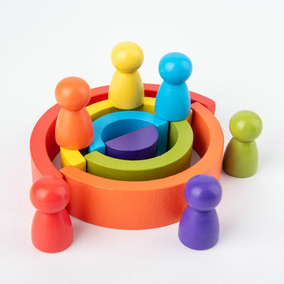 1,2-calowy drewniany Rainbow Stacker Duży zestaw bloków z naturalnego drewna