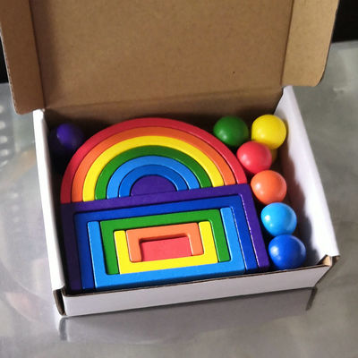 1,2-calowy drewniany Rainbow Stacker Duży zestaw bloków z naturalnego drewna