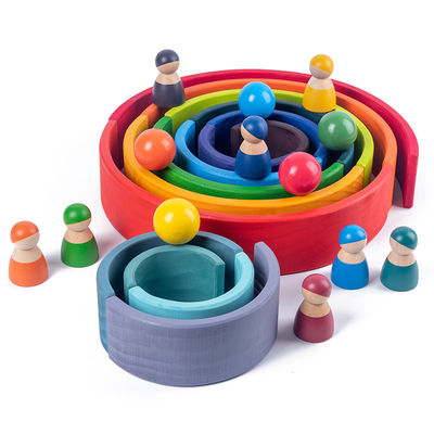 30cm sosnowe drewniane klocki zabawki Rainbow Building Blocks Tower Toys