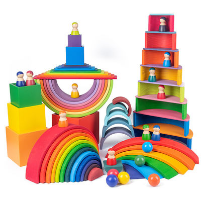 30cm sosnowe drewniane klocki zabawki Rainbow Building Blocks Tower Toys