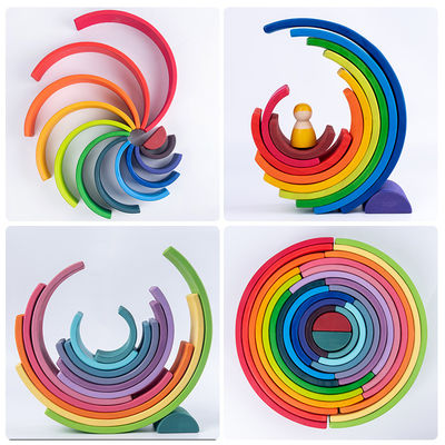 30cm sosnowe drewniane klocki zabawki Rainbow Building Blocks Tower Toys