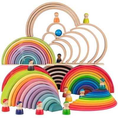 9600 szt.Naturalny drewniany układacz tęczowy 35 cm buk nietoksyczny