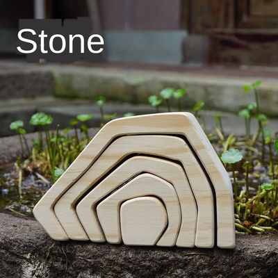 Ins Wavy Wooden Block Puzzle Toys Drewniane tęczowe klocki Coral Grimm