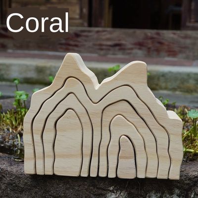 Ins Wavy Wooden Block Puzzle Toys Drewniane tęczowe klocki Coral Grimm