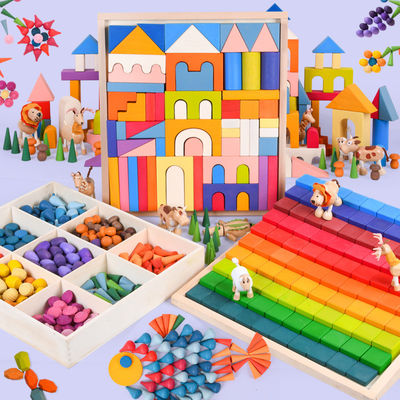 Montessori 2,5cm naturalne drewniane klocki dla małych dzieci