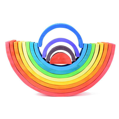 Brązowe 18cm Rainbow Drewniane klocki konstrukcyjne Zabawka kreatywna edukacyjna