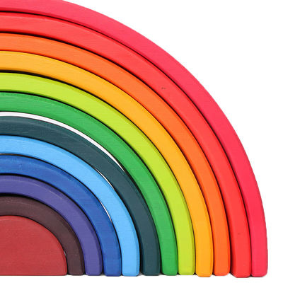 Brązowe 18cm Rainbow Drewniane klocki konstrukcyjne Zabawka kreatywna edukacyjna