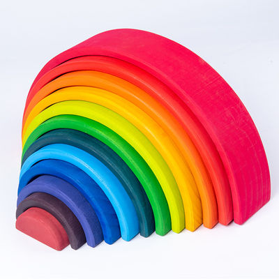 Brązowe 18cm Rainbow Drewniane klocki konstrukcyjne Zabawka kreatywna edukacyjna