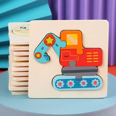 10,7 cm 3D kolorowe drewniane klocki puzzle gry poznawcze ISO9001