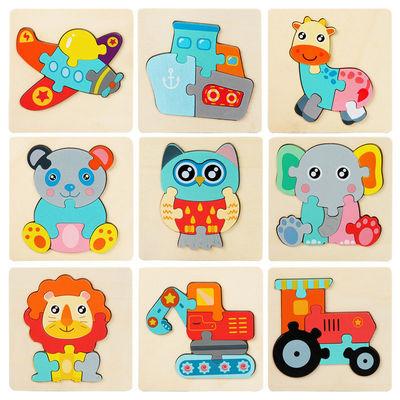 10,7 cm 3D kolorowe drewniane klocki puzzle gry poznawcze ISO9001