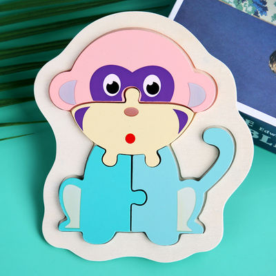 Macaron 3D Wooden Block Puzzle Toys Drewniane klocki zwierząt