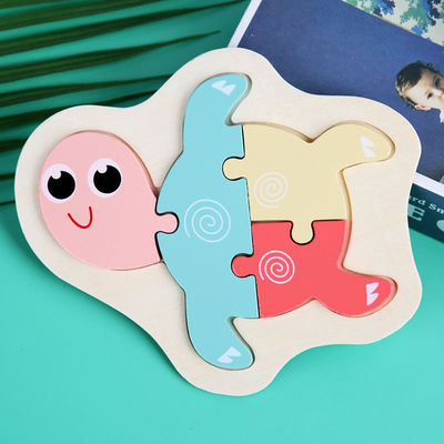 Macaron 3D Wooden Block Puzzle Toys Drewniane klocki zwierząt