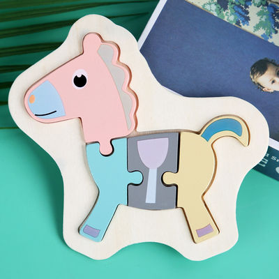 Macaron 3D Wooden Block Puzzle Toys Drewniane klocki zwierząt