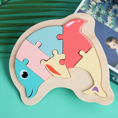 Macaron 3D Wooden Block Puzzle Toys Drewniane klocki zwierząt