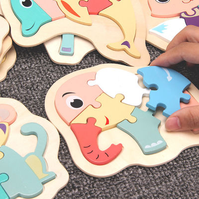 Macaron 3D Wooden Block Puzzle Toys Drewniane klocki zwierząt