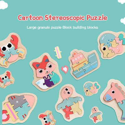 Macaron 3D Wooden Block Puzzle Toys Drewniane klocki zwierząt