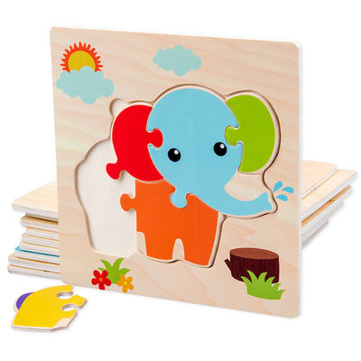 Gry Montessori Zabawki dla dzieci Zwierzęta ruch Dzieci Puzzle 3D Drewniane kreskówka Poznanie Puzzle Zabawka dopasowująca