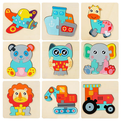 Gry Montessori Zabawki dla dzieci Zwierzęta ruch Dzieci Puzzle 3D Drewniane kreskówka Poznanie Puzzle Zabawka dopasowująca