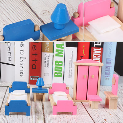 Klasyczne 26 CM drewniane meble do domu dla lalek Diy miniaturowe akcesoria do domku dla lalek