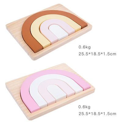 Nietoksyczne 22cm Rainbow Stacker Wood Montessori Creative Wood Toys