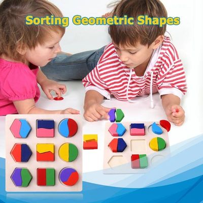 Sortowanie Drewniane Zabawki Montessori Niemowlęce Geometryczne Drewniane Klocki 15cm Przedszkole