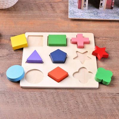 Sortowanie Drewniane Zabawki Montessori Niemowlęce Geometryczne Drewniane Klocki 15cm Przedszkole
