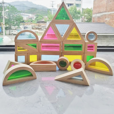 Dzieci 8,66 cala Drewniane Rainbow Stacker Pastel Rainbow Stacking Toy