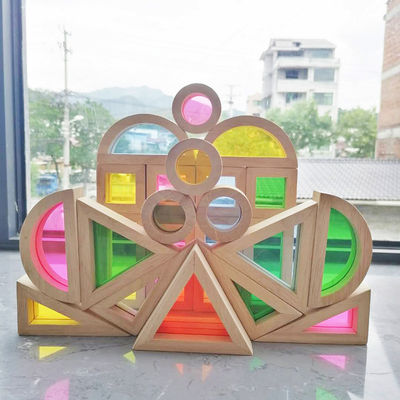 Dzieci 8,66 cala Drewniane Rainbow Stacker Pastel Rainbow Stacking Toy