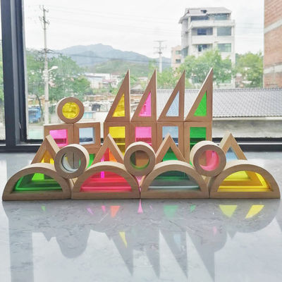 Dzieci 8,66 cala Drewniane Rainbow Stacker Pastel Rainbow Stacking Toy