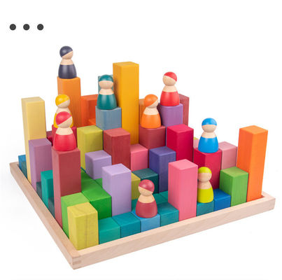 ISO9001 1001 Noc Drewniane Rainbow Stacker Toy Beech Rome Grimms
