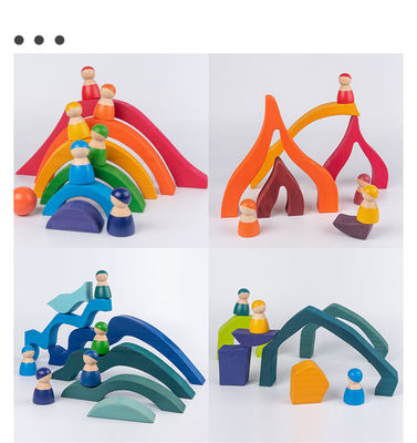 ISO9001 1001 Noc Drewniane Rainbow Stacker Toy Beech Rome Grimms