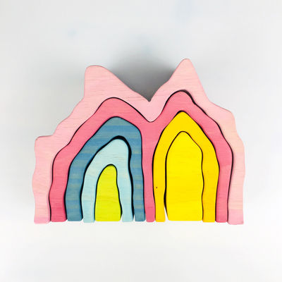 Pegdolls Drewniane klocki konstrukcyjne Zabawki geometryczne tęczowe klocki