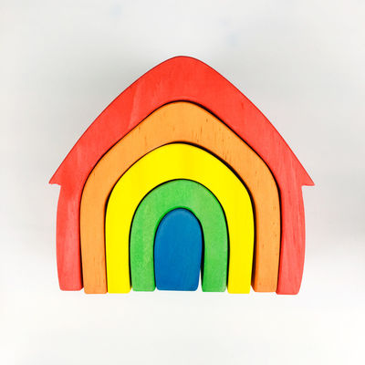 Pegdolls Drewniane klocki konstrukcyjne Zabawki geometryczne tęczowe klocki