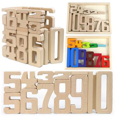 Jenga Games Drewniane klocki budowlane Numer zabawki Montessori